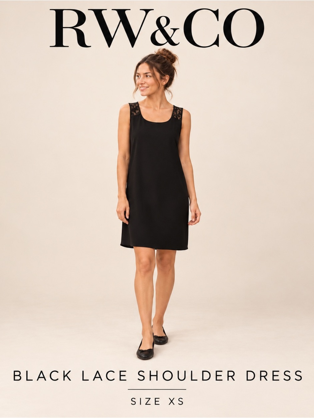 RW&CO Black Lace Shoulder Dress — Size XS